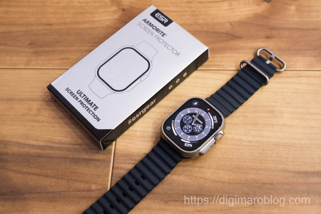 ESR Apple Watch Ultra 保護ガラスフィルムはバンパーと一体型で価格も使いやすさも最適解