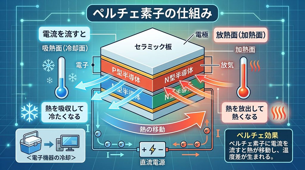 ペルチェ素子の解説図